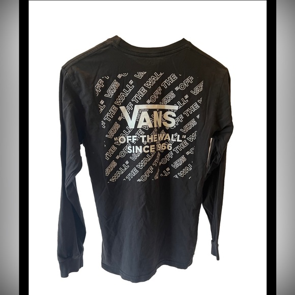 Vans T-Shirt Men's Small S Long Sleeve Off The Wall Graphic Logo Crew Neck Black - Picture 2 of 5